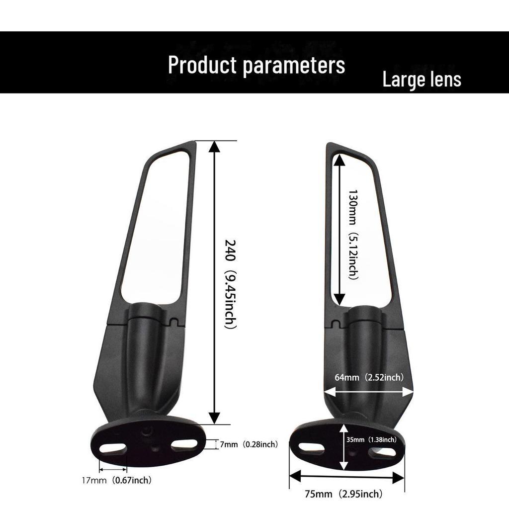 Modified Wind Knife Rearview Mirror for GSX250, GSXR600, Ninja 600, SR250 - Fixed-Wing Design for Racing and Sports Bikes.