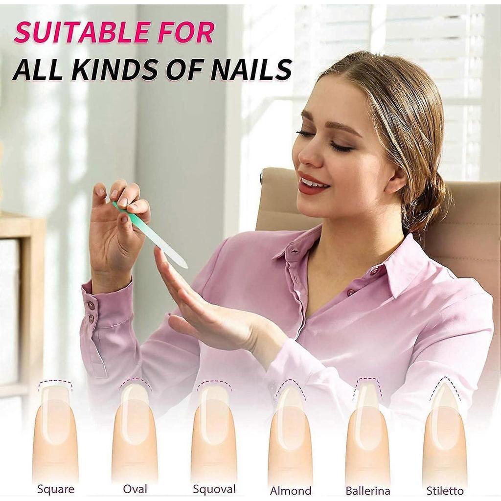 3 Pack Crystal Glass Nail File with Case,Crystal Nail File, Professional Salon