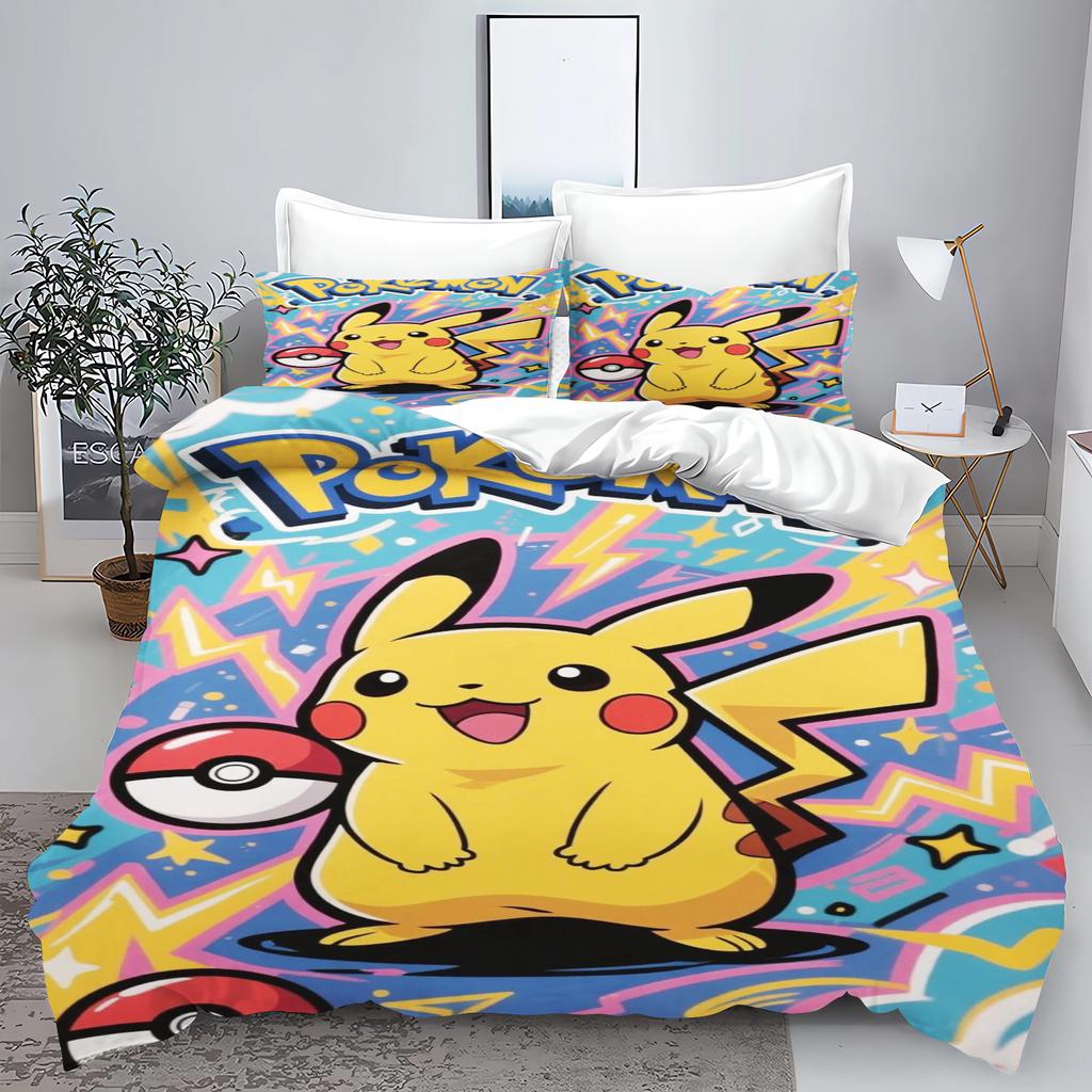 Comforter Pokémon Tuya Anime Home Bedroom Comforte Nordic Polyester Material Suitable For Children And Adults 3-Piece Set