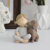 Girl Dog Resin Figurine Kids Statue Desktop Sculpture Home Office Puppy Decoration Ornament Christmas
