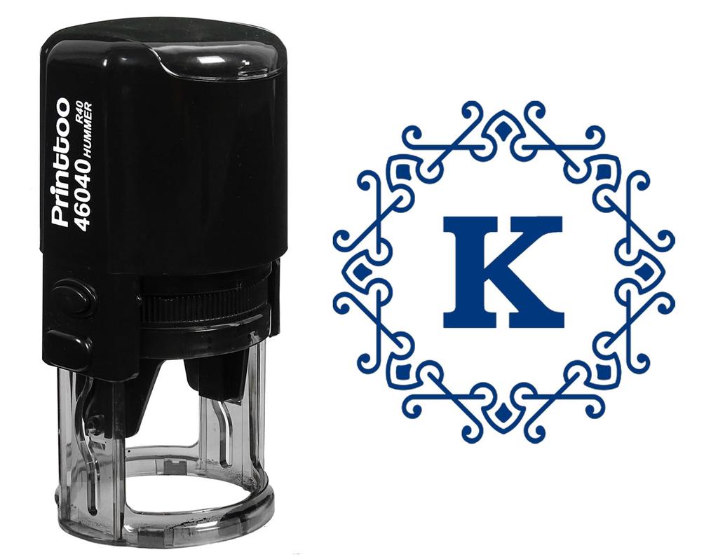 Printtoo Self Inking Office Стационарный восьмиугольник Celtic Swirl Frame Alphabet K Monogram R-40 Rubber
