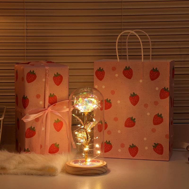 Eternal bouquet rose night light ornament bedroom decoration birthday gift girls girls children senior sense Qixi Festival