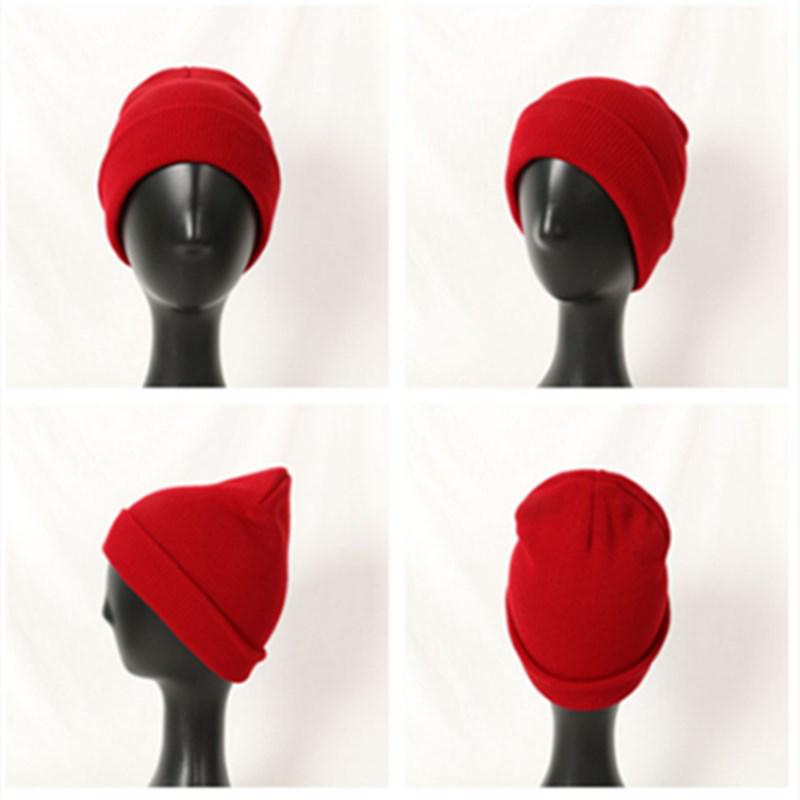 Классическая многоцветная шапка, новые горячие зимние шапки для женщин и мужчин, вязанная однотонная осенняя шапка