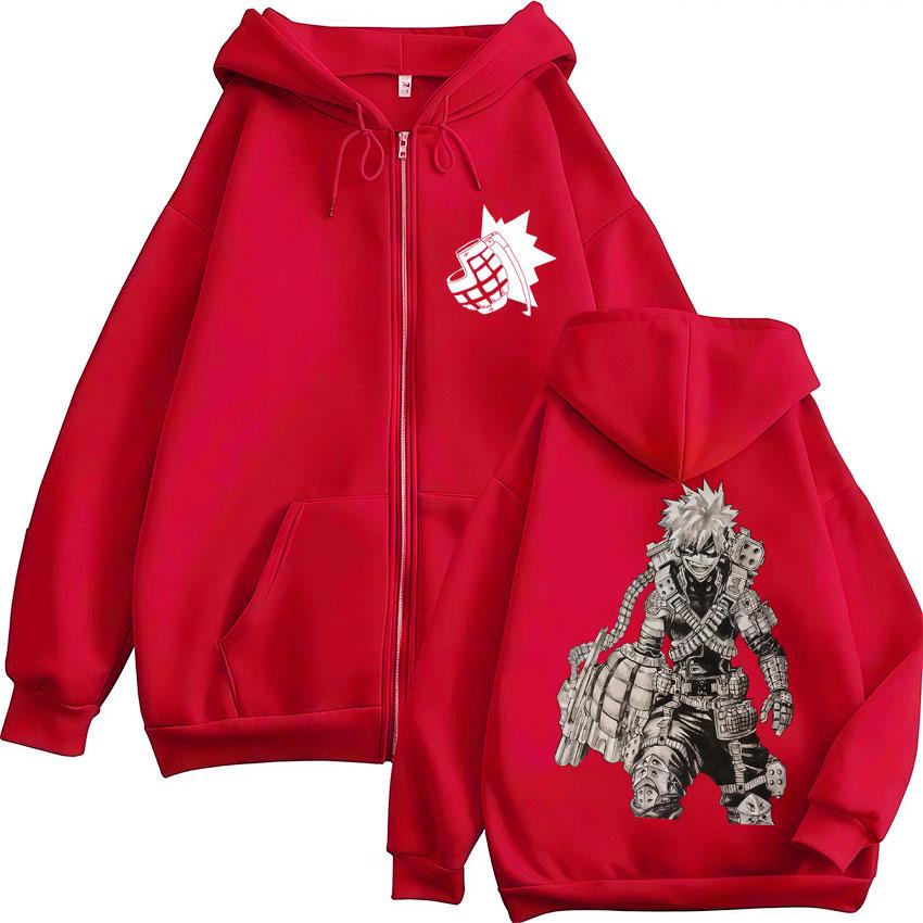 Anime My Hero Academia Katsuki Bakugo Zip Up Hoodies Men Women Fashion Harajuku Hoody Sweatshirt Fleece Loose Jackets
