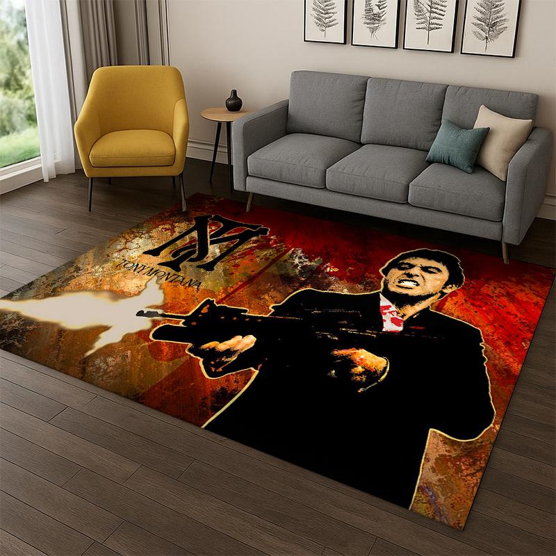 Retro Scarface Classic Movie Tony Carpet Rug for Playroom Bedroom Living Room Sofa Home Decor,kid Area Rug Non-slip Floor Mat