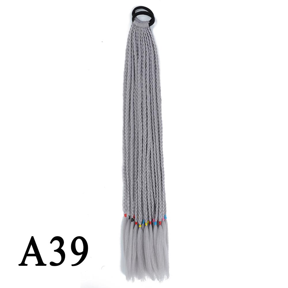 Плетеный хвост с резинкой, черный плетеный хвост ручной работы из термостойкого волокна, шиньоны с конским хвостом для девочек