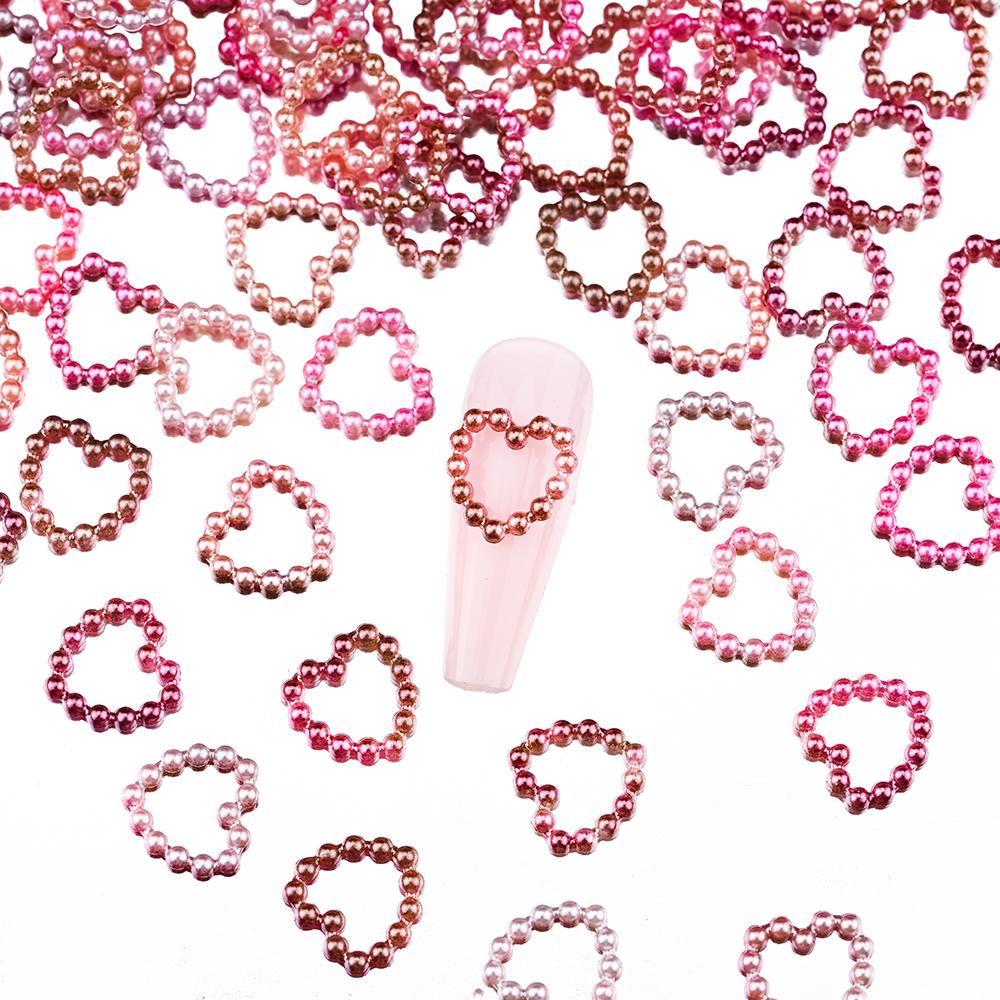 450-100 шт., полые сердечки, жемчужные подвески для дизайна ногтей, белые, розовые, фиолетовые, жемчужные, сердечки, звезды, плоские, 3D, украшения для ногтей, сделай сам, аксессуары для ногтей