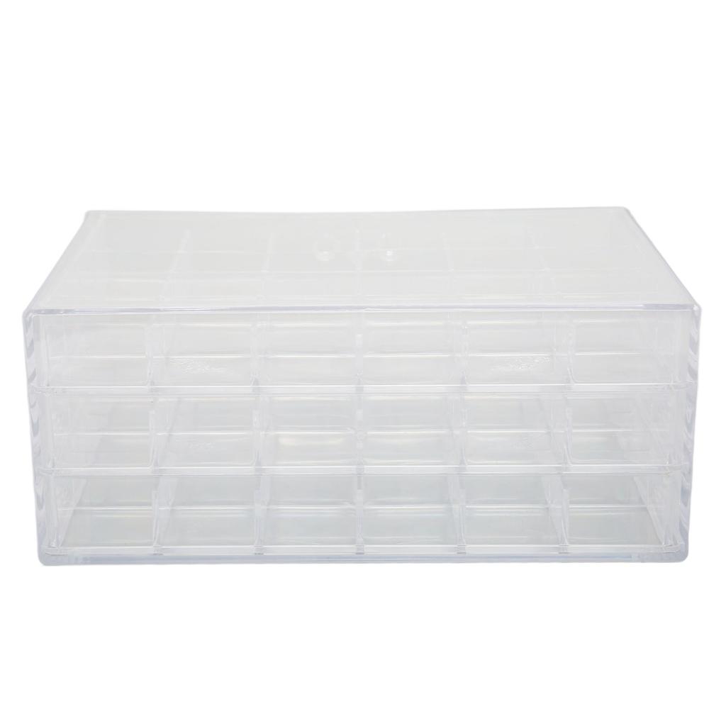 Earring Storage Box 3 Layer 72 Grids Clear Acrylic Jewelry Organizer Holder with Dustproof Lid for Necklaces Rings