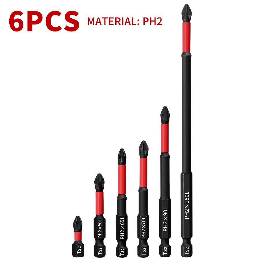 Набор магнитных бит Phillips PH2 с противоскользящим покрытием, 25-150 мм, головки для электрической отвертки высокой твердости
