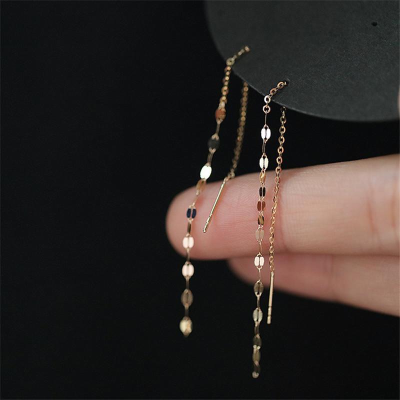925 Silver Lips O Word Chain Tassel Stud Earrings Women 14k Gold Plating Earrings Summer Beach Party Jewelry