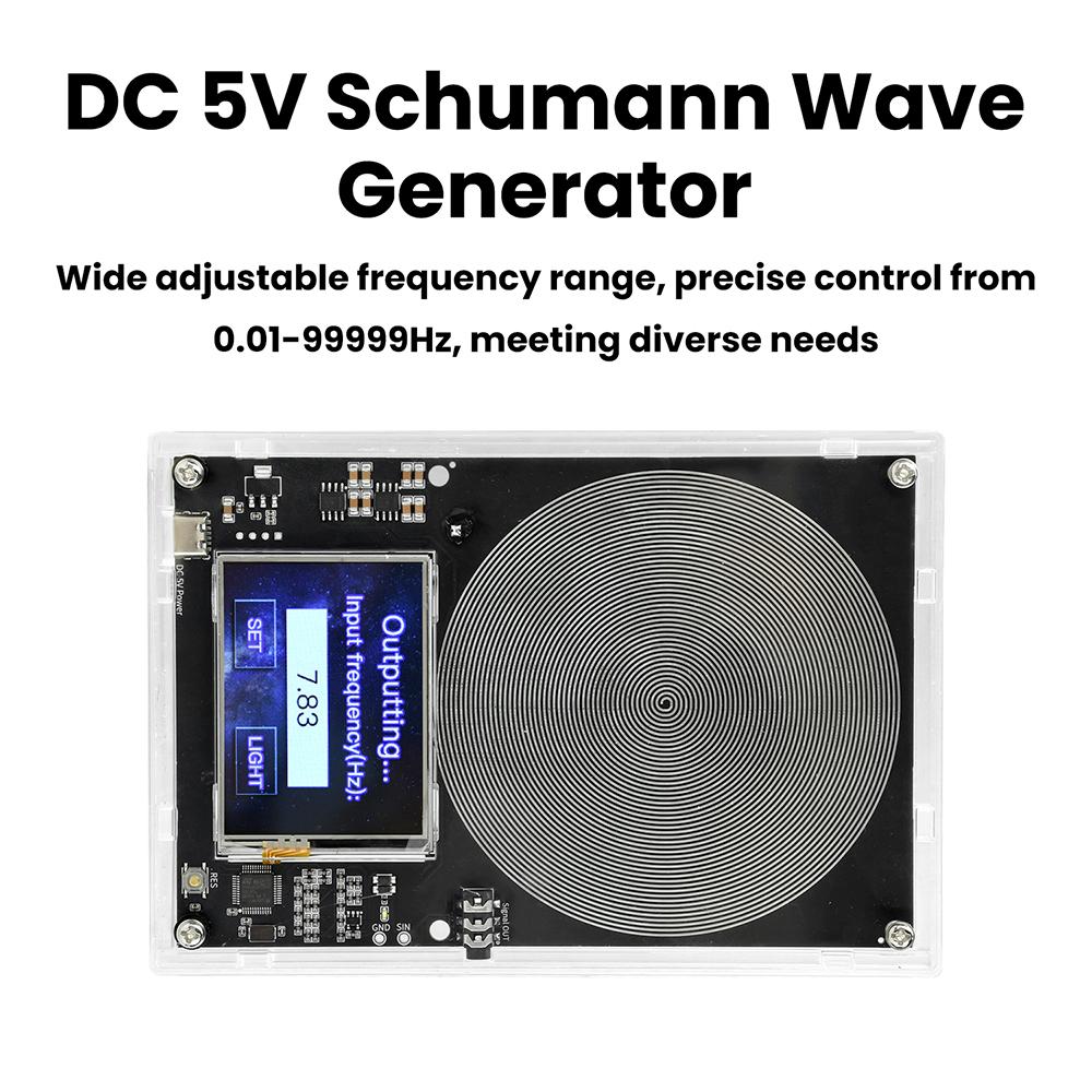 DC 5V Schumann Wave Generator 0.01-99999Hz Adjustable Frequency Touch Screen Audio Resonator with Case Type-C USB