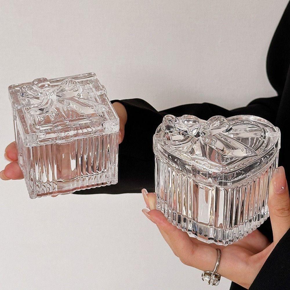 3 шт. Изысканная шкатулка для хранения ювелирных изделий из хрустального стекла, прозрачная шкатулка для хранения ожерелий, домашний декор