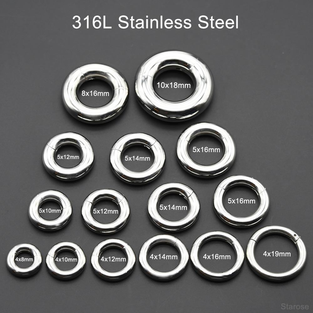 Smooth Hinged Stainless Steel Segment Hoop Ring 00G Large Size Septum Clicker BCR PA Piercing Nose Ring Ear Stretcher Weights