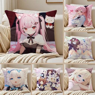 Наволочка для подушки с изображением аниме Chocola Nekopara, защита от пылевых клещей, невидимая молния, шелковистая, коротковорсовая, для диванной подушки.