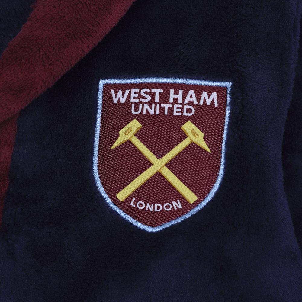 West Ham United FC Mens Crest Fleece Contrast Trim Dressing Gown