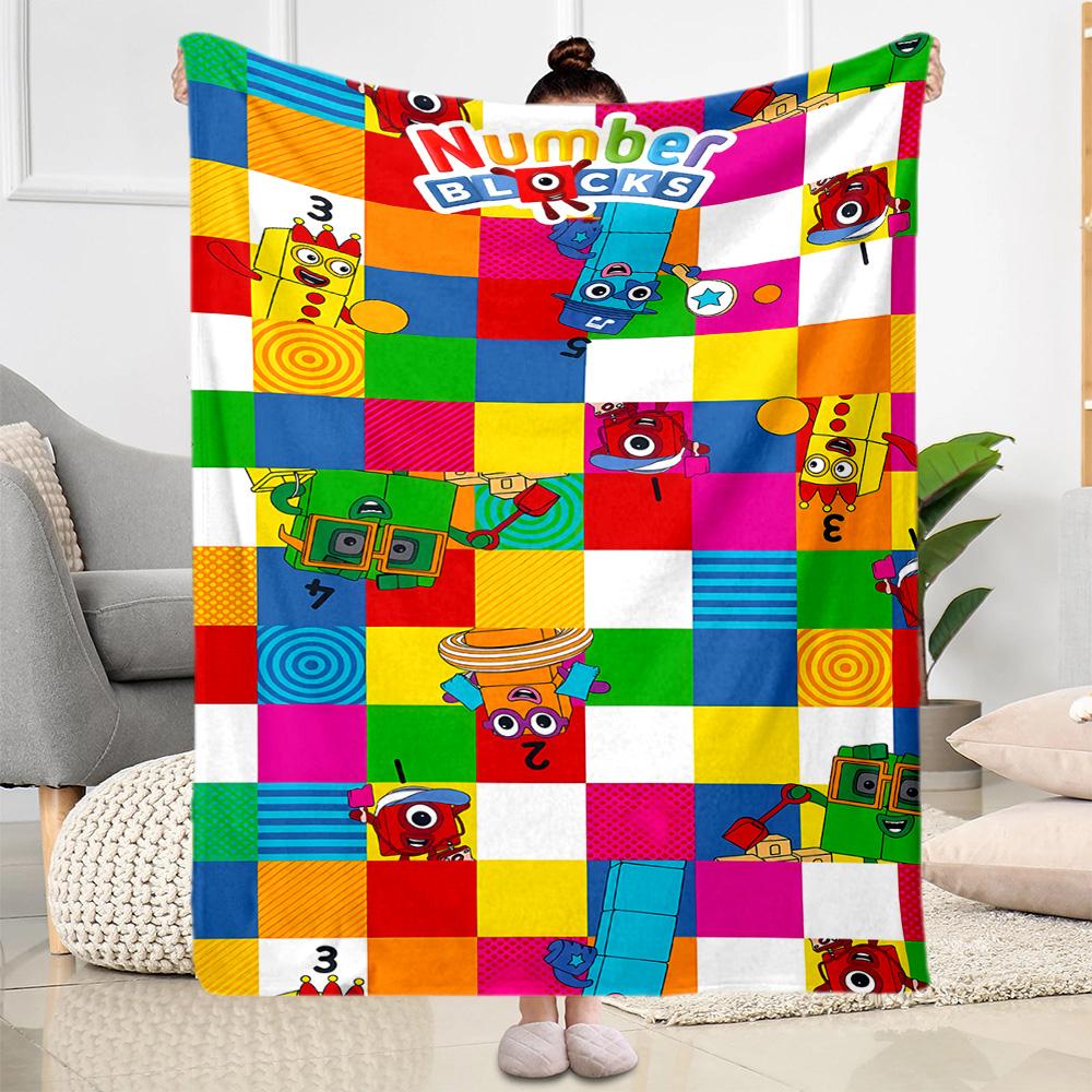 Number Blocks Adventure Flannel Blanket-Soft and Suitable for Sofas,Beds,Offices,Travel,All Seasons,Great Gift for Holidays and Birthdays.
