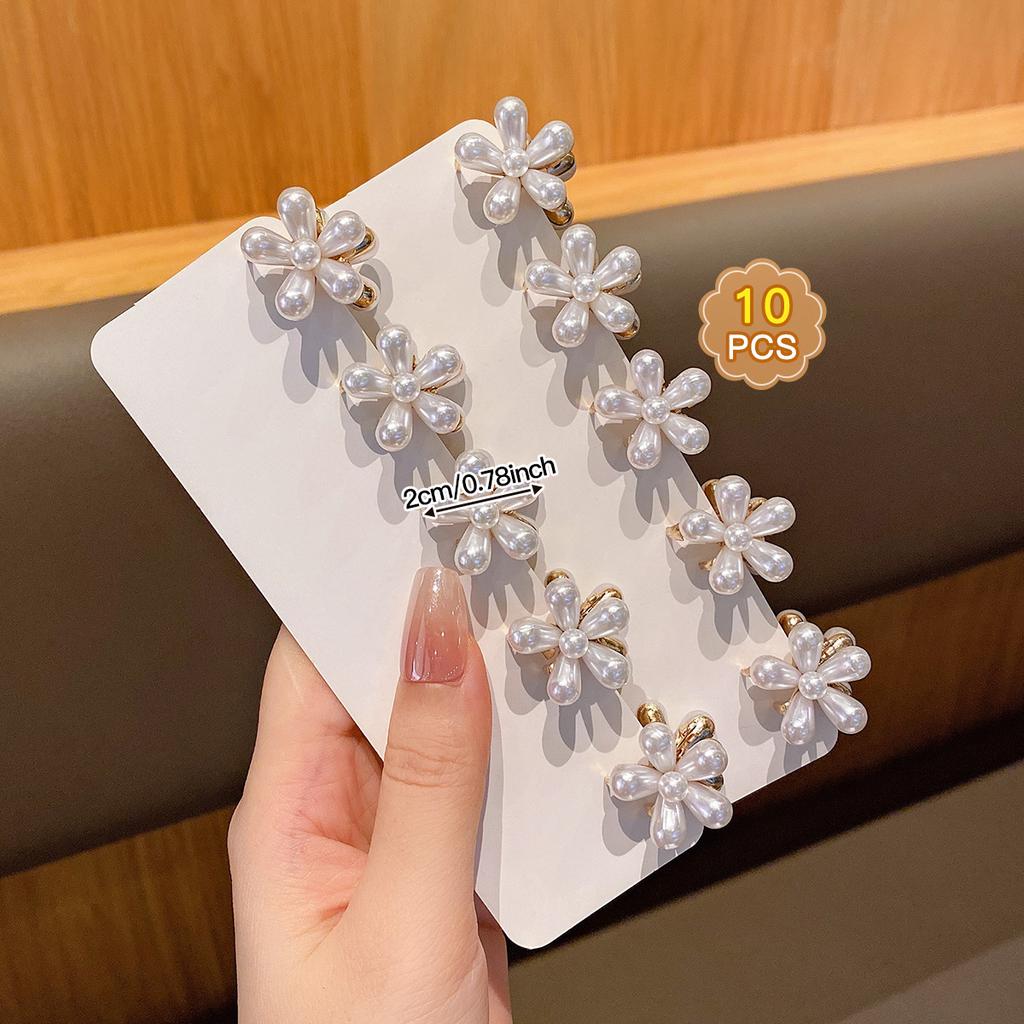 10 imitation pearl small hair clips, fashionable and sweet style hair accessories suitable for daily use