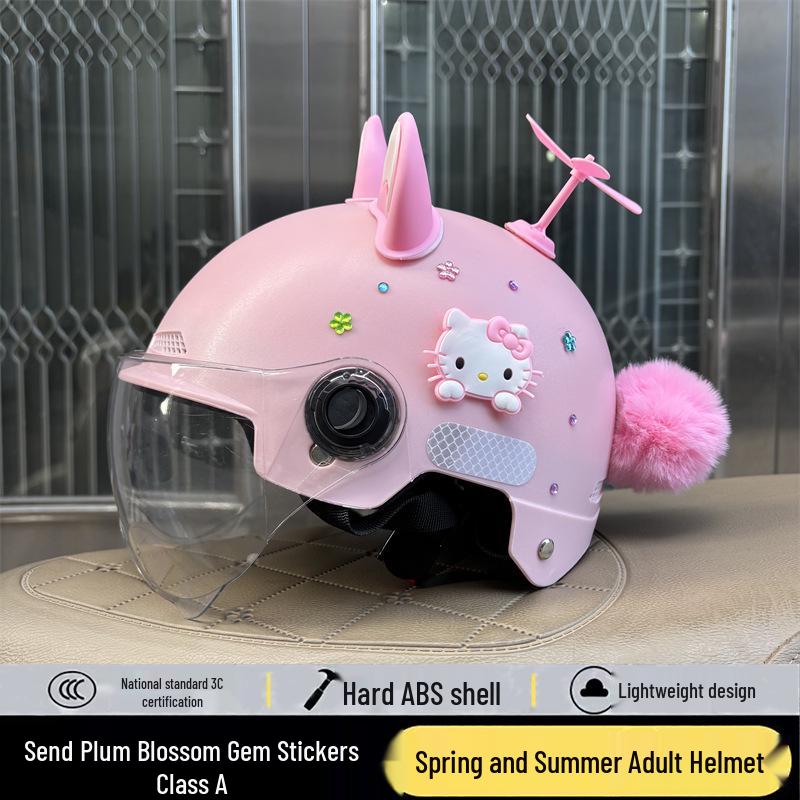 Шлем для электросамоката для взрослых Hello Kitty, сертифицированный 3C - Милый, Универсальный, Для любого сезона, Безопасный, Летний дизайн