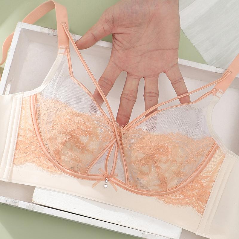 Французский тонкий кружевной сексуальный регулируемый дышащий бюстгальтер без стального кольца