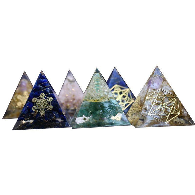 Stunning Orgonite Pyramid Featuring Vibrant Natural Crystal Macadam For Reiki Healing