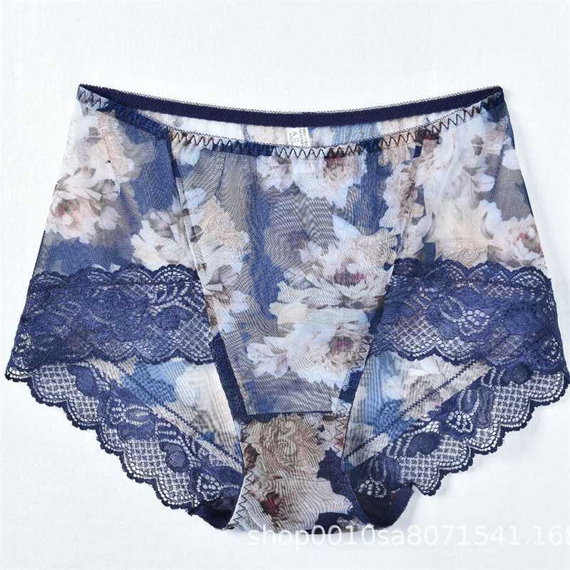 Sexy Women's Lace Panties Panties Breathable Large Size Antibacterial Mesh Seamless Mid-waist Thong Boxer Briefs Thong Women's Print