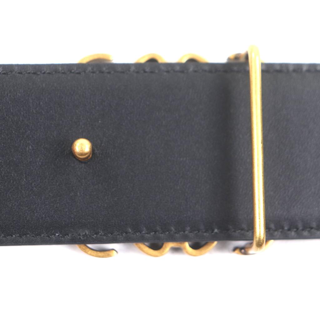 Безупречный ремень LOEWE Пряжка Anagram Унисекс черная кожа мужской Б/у