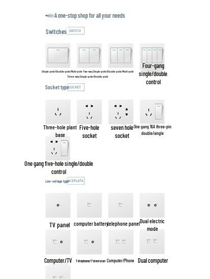 Двухклавишный настенный выключатель и панель розетки типа 86 с открытой проводкой и пятью отверстиями