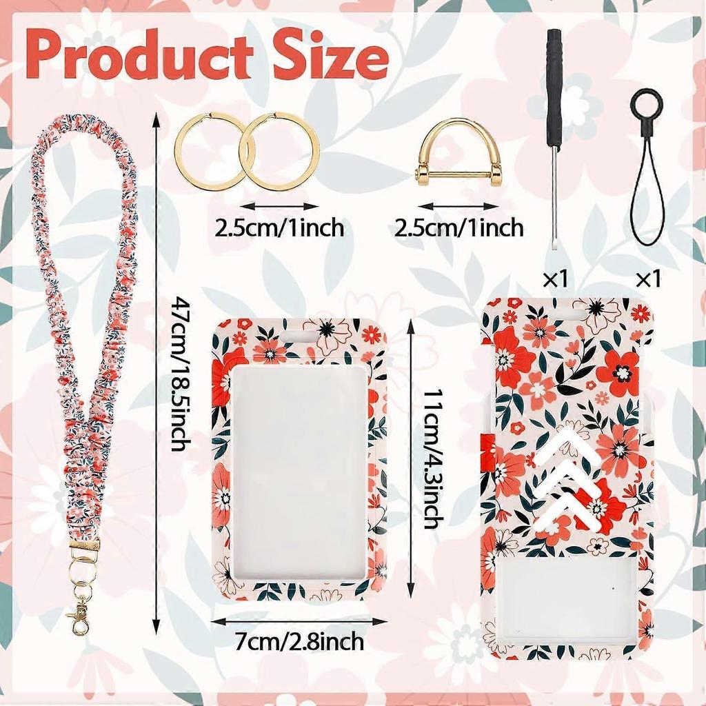 Scrunchie Lanyard Breakaway with ID Badge Holder - Floral Style Stretchy Lanyards with ID
