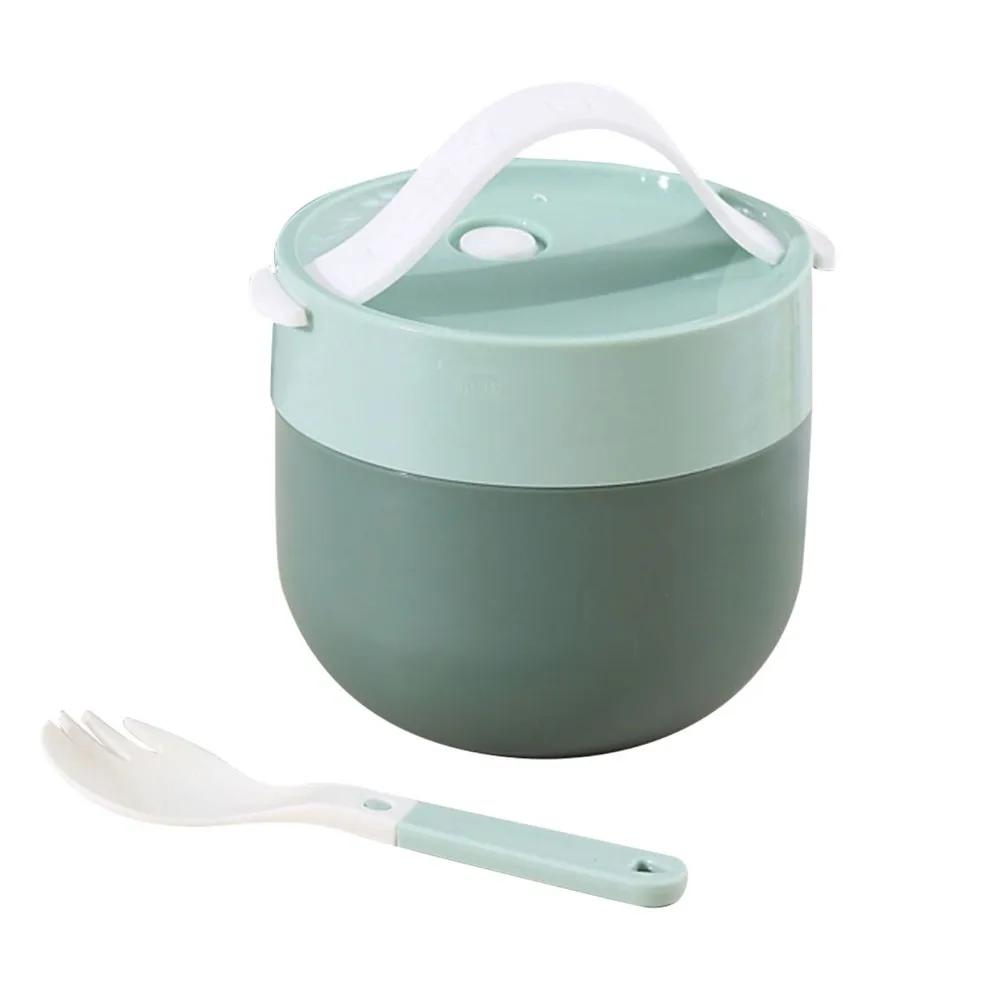 Portable Soup Cup Lunch Box Stainless Steel/Plastic Thermos Mug Food Container Thermal Cup Vacuum Bento Box With Spoon For Kids
