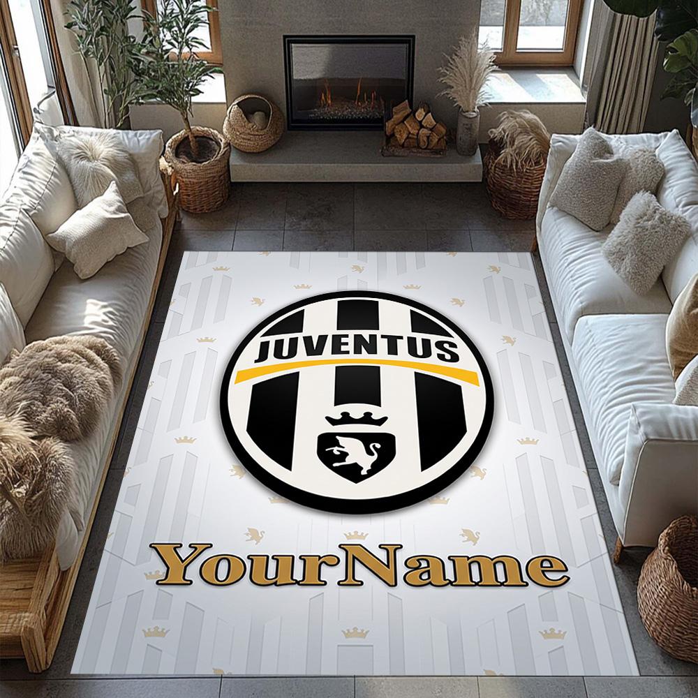 Juventus Customize Your Name Floor Mat Design for Living Rooms Hallway Entryway Bedrooms Anti-slip Rug Decorate Offices Best for Christmas
