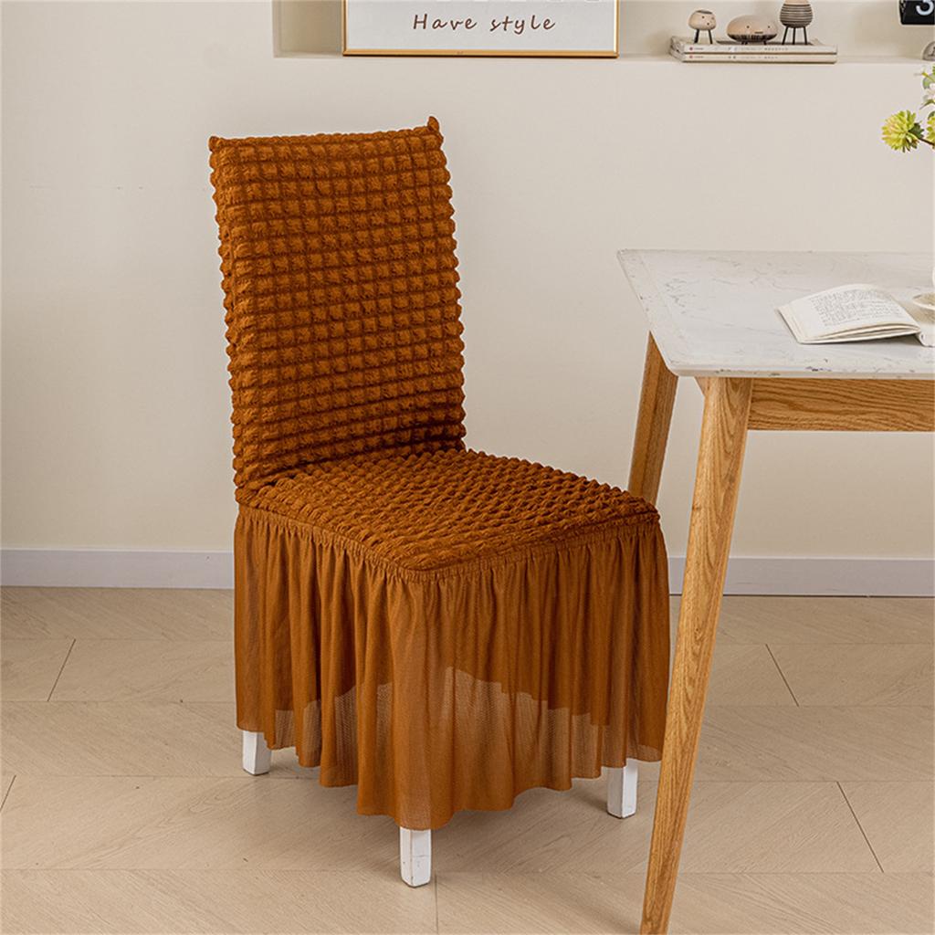 Solid Stretch Dining Chair Cover Seersuckers Chair Protector Cover Slipcover Banquet Chair Skirt Wedding Party Decor