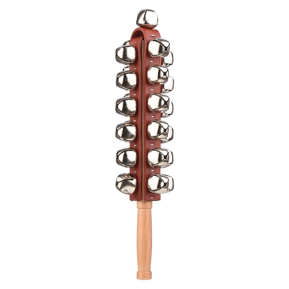 Wood & Stainless Steel Hand Percussion Instrument Red Wooden Shaker Stick  For Party