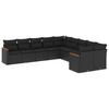 10 piece Garden Sofa Set with Cushions Black Poly Rattan