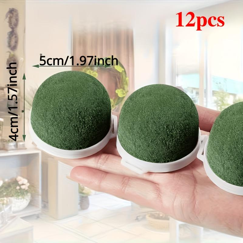 12Pcs Green Floral Foam Ball with Base DIY Flower Holder Bottle Arrangement Supplies for Wedding Home Party