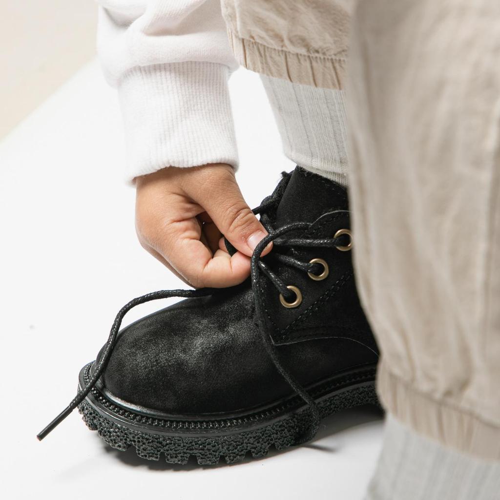 Модные ретро короткие ботинки осень-зима новые детские ботинки мальчики короткие ботинки универсальные кожаные ботинки в британском стиле