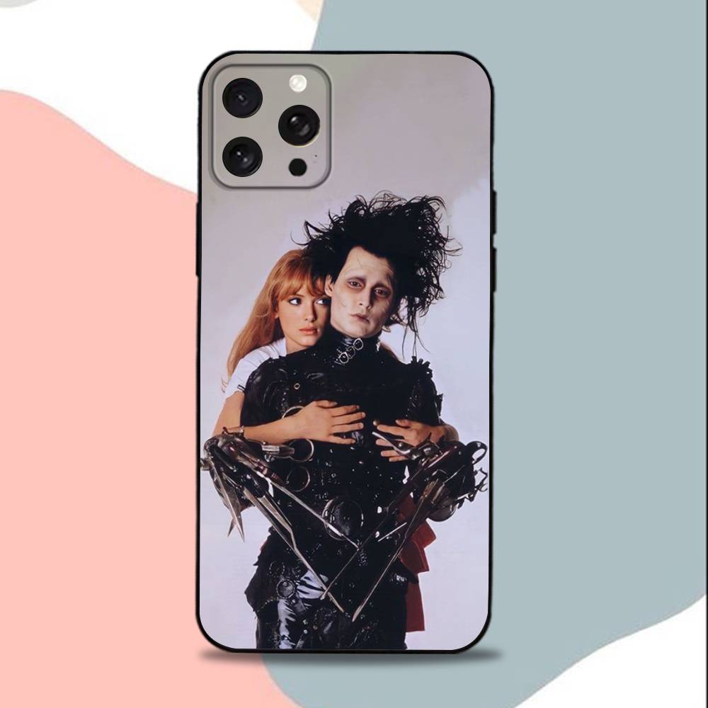 E-Edward movie Scissorhands Phone Case For iPhone 15,13,16,12,11,17,14,Plus,Pro,Max,XS,XR,X,SE,Mini,Soft Silicone Black Cover