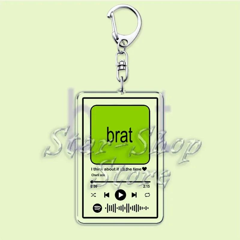 Музыка Charli XCX Альбом Brat Брелоки Горячие Песни Плейлист Подвеска Брелок для Аксессуаров Сумка Кольцо Брелок Украшения Подарки для Фанатов