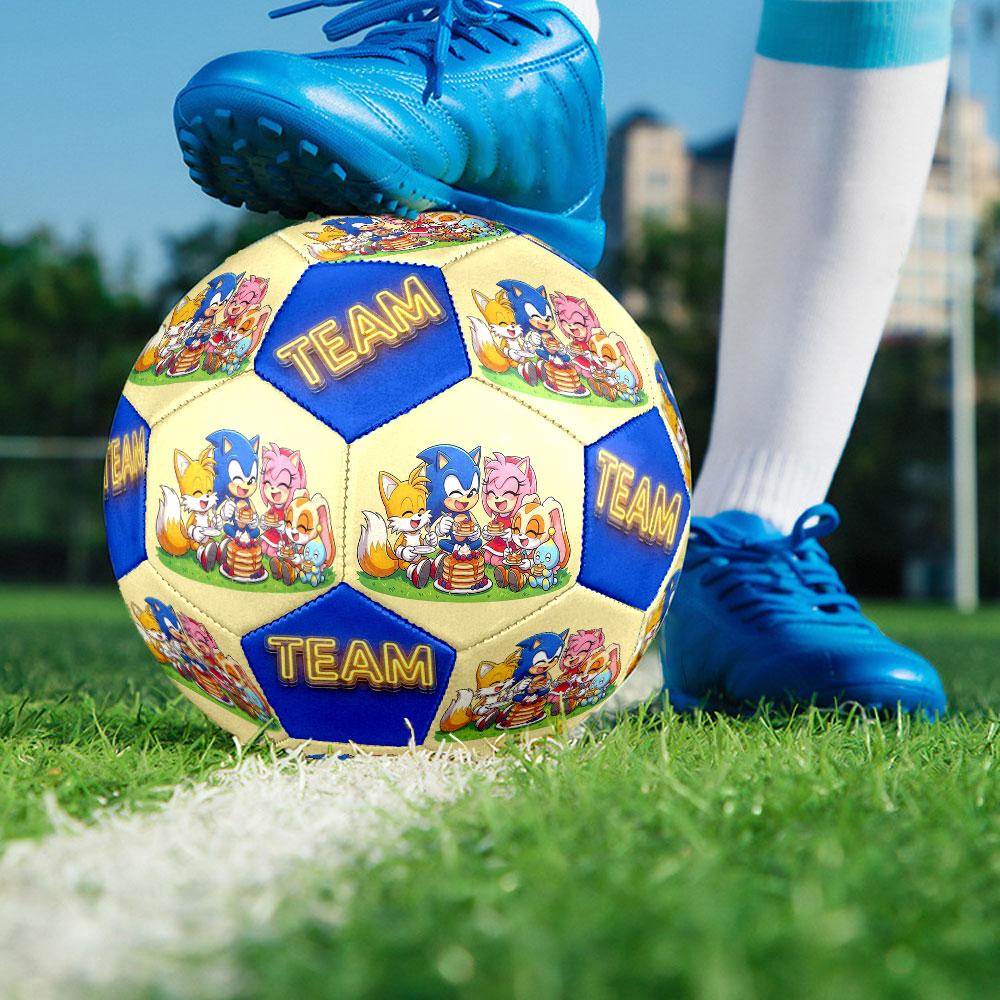 1pc Sonic the Hedgehog Soccer Ball Size 5 Indoor Soccer Ball Fashion Colorful Backyard Game - Great For Sports Fans Gift HE54
