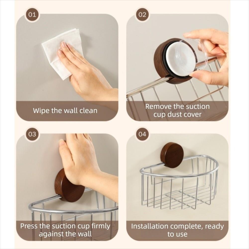 Stainless Steel Suction Cup Storage Rack Hollow-out Tissue Holder Bathroom Organizer Shelf  Home