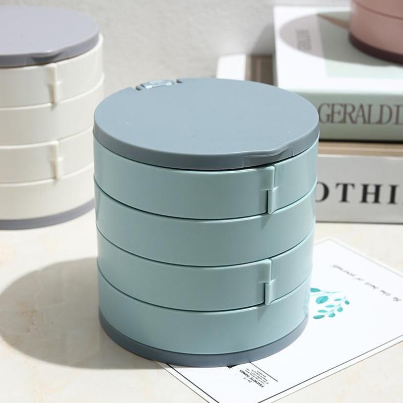 Вращающаяся четырехслойная шкатулка для хранения украшений, ожерелий, сережек, колец, браслетов, многослойная коробка для хранения с зеркалом