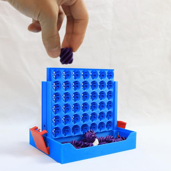 4-In-A-Row Board Game with 3D Printed Spiral Chess Connecting Four Strategy Game Parent-child Interactive Educational Chessboard Toy Toddlers