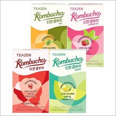Teazen Комбуча Корейская Слива 10 шт + Клубника Киви 10 шт + Малина 10 шт + Зеленый Мандарин Лайм 10 шт