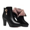 Women Snow Boots New Genuine Leather Fashion Warm Winter Shoes Women Ankle Boots Women High Heel Pointed Ladies Booties
