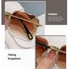 Fashion Lady Oversize Rimless Square Sunglasses Women Men Big Glasses Gradient Sun Glasses
