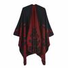 Женский oversized вязаный шарф-накидка с цветочным жаккардом, теплый, толстый, зимний