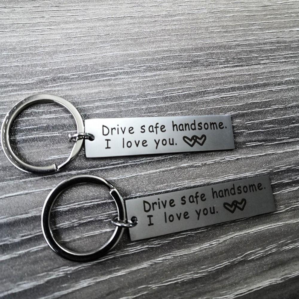 Double Sided Mirror Polishing Drive Safe Keychain Letter Keychain Anniversary