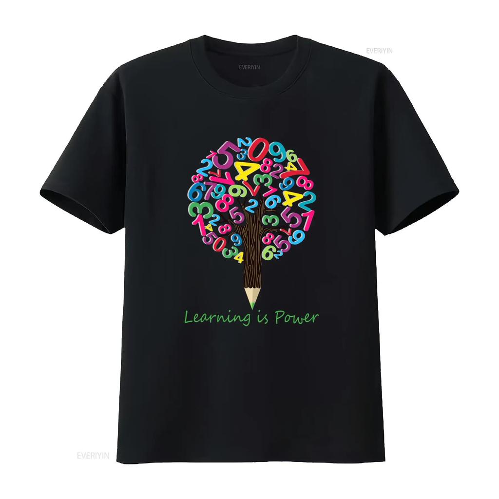 National Numeracy Day Maths Number Tree T Shirt for Boys Girls Kids Learning is Power Design vintage Washed Casual Soft