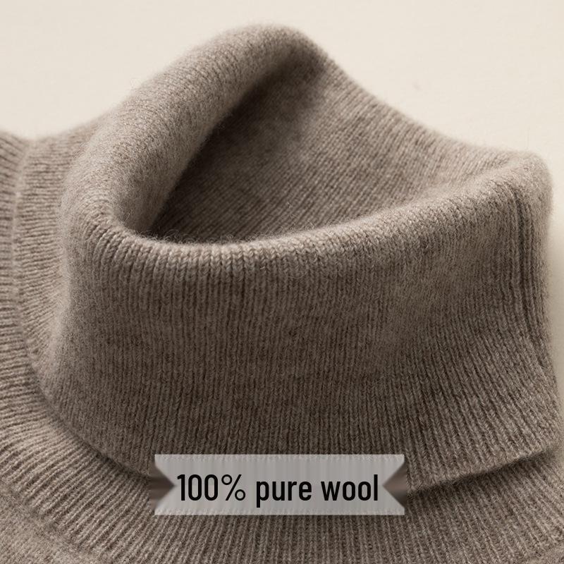Women's High Neck Wool Sweater - 100% Pure Cashmere Knit, Autumn/Winter Style