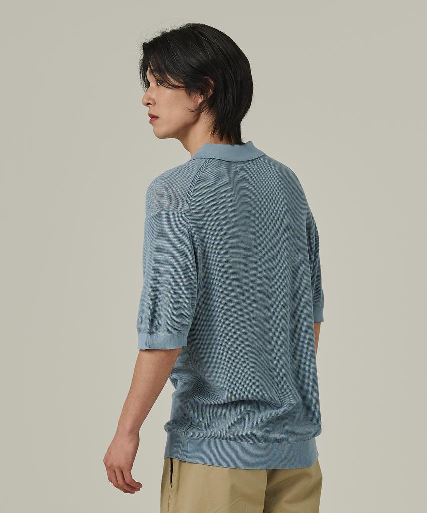 ANALOG MOOD Neff Open Collar Short Sleeve Knit (Light Blue)