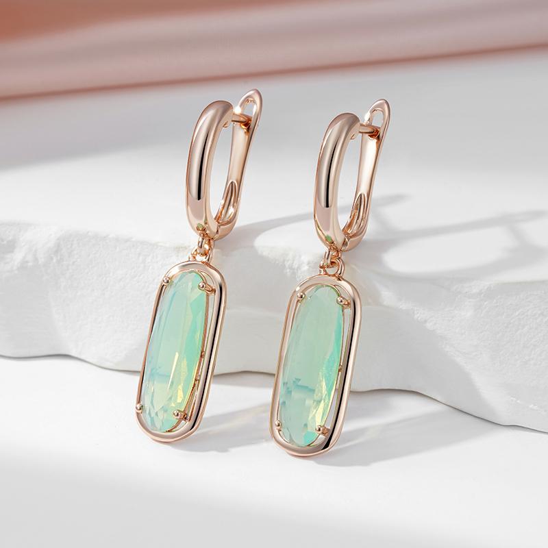 Kinel элегантные зеленые длинные серьги с натуральным цирконом для женщин, роскошные ювелирные изделия для вечеринки и свадьбы